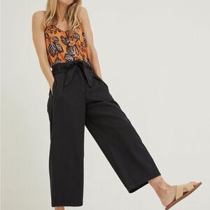 NWT Fat Face Exmouth Mina Tencel Black Belted Crop Pants Sz 2